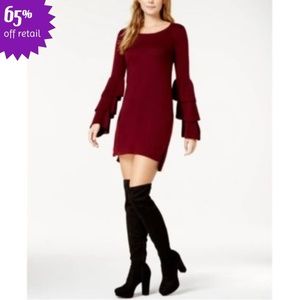 Burgundy Tiered Bell-Sleeve Sweater Dress!